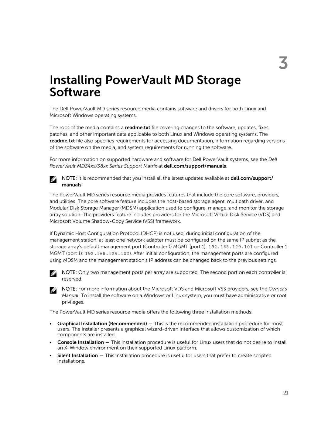 Dell MD3800f, MD3820f manual Installing PowerVault MD Storage Software 