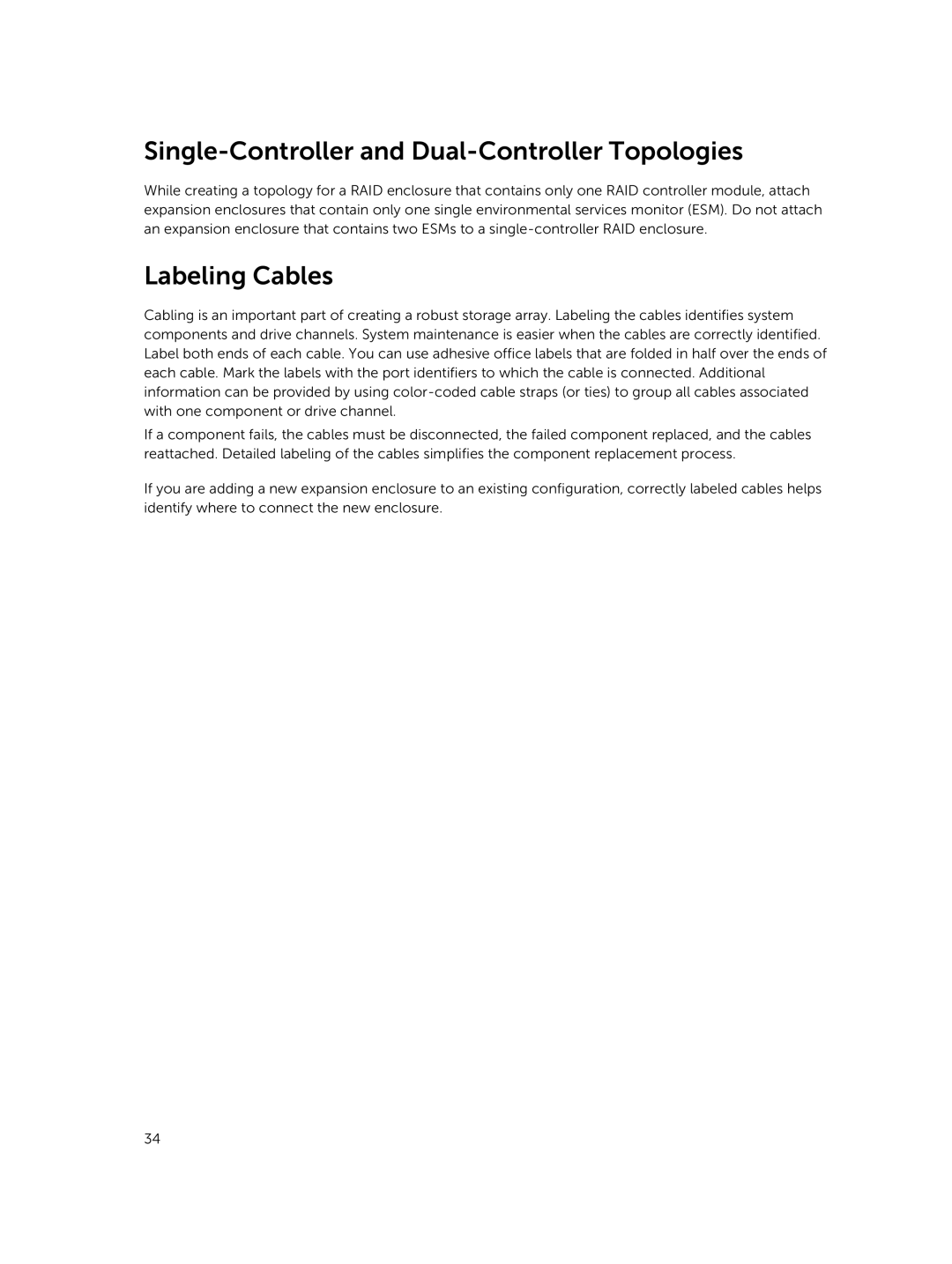 Dell MD3820f, MD3800f manual Single-Controller and Dual-Controller Topologies, Labeling Cables 