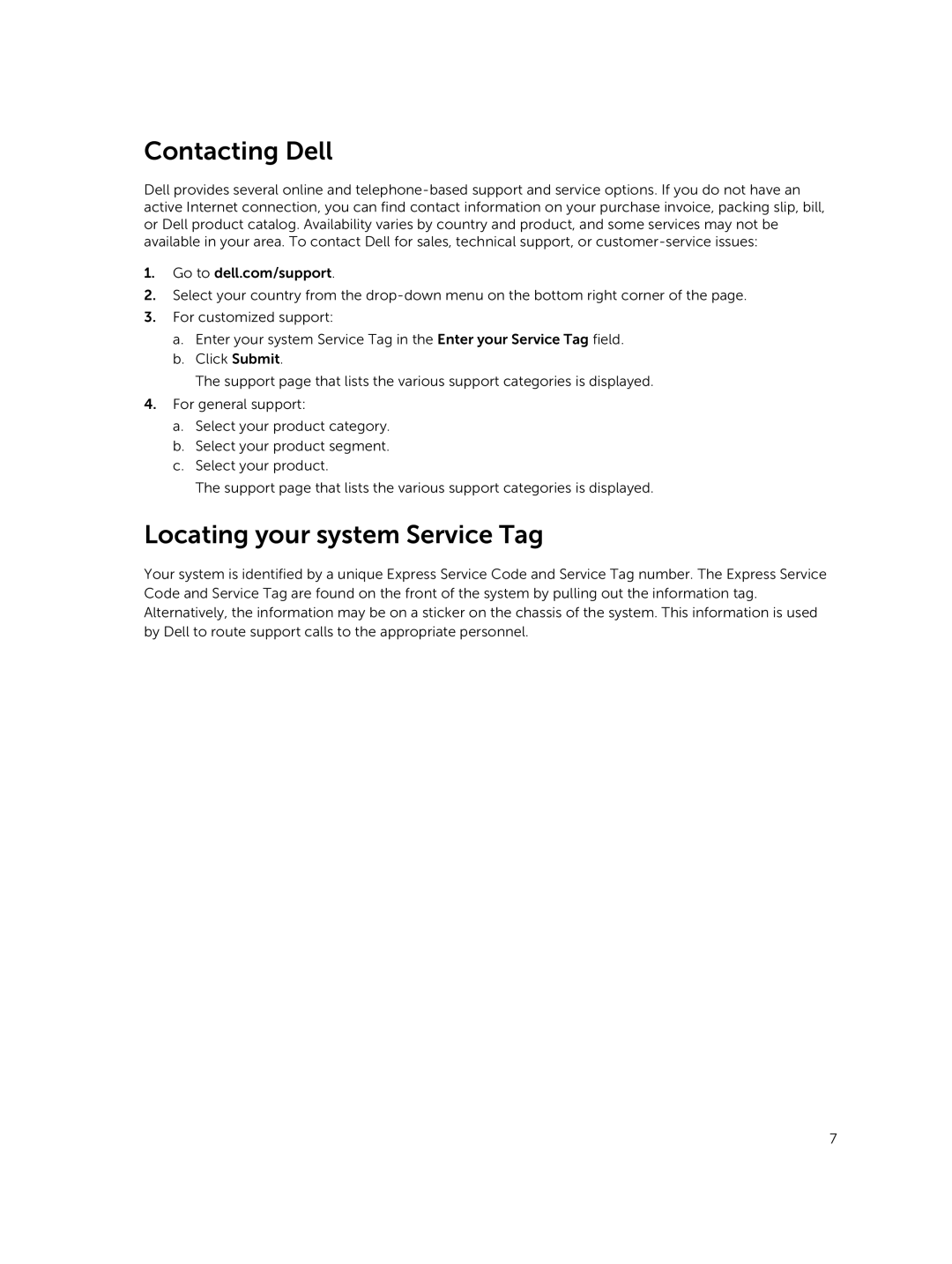 Dell MD3800f, MD3820f manual Contacting Dell, Locating your system Service Tag 