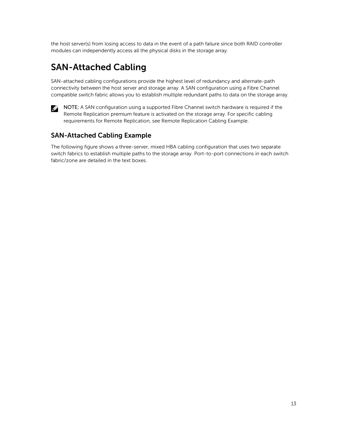 Dell MD3800f, MD3820f manual SAN-Attached Cabling Example 