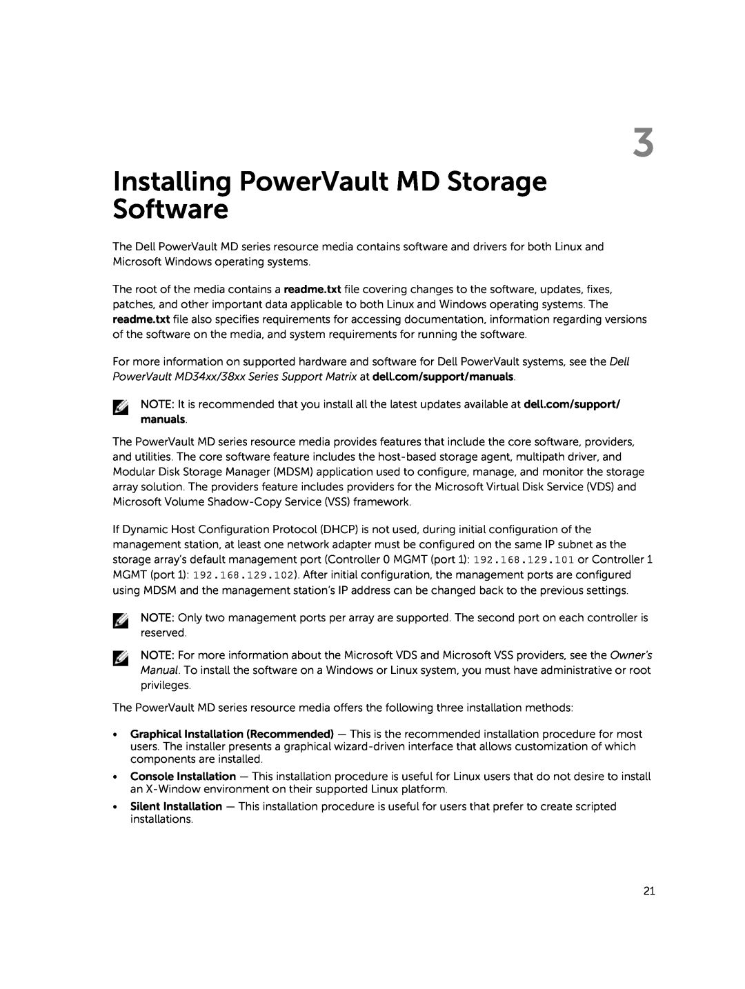 Dell MD3800f, MD3820f manual Installing PowerVault MD Storage Software 