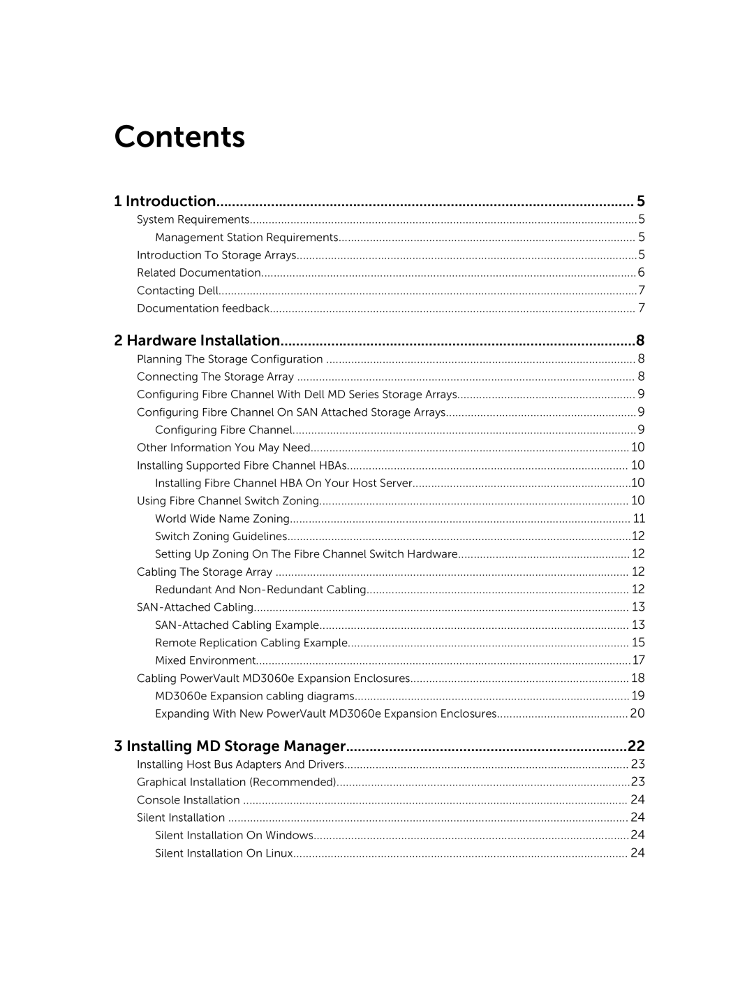 Dell Md3860f manual Contents 