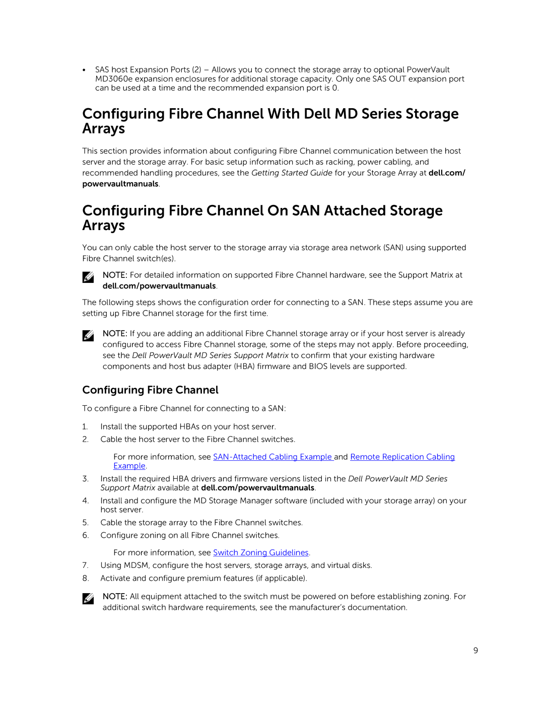 Dell Md3860f manual Configuring Fibre Channel 