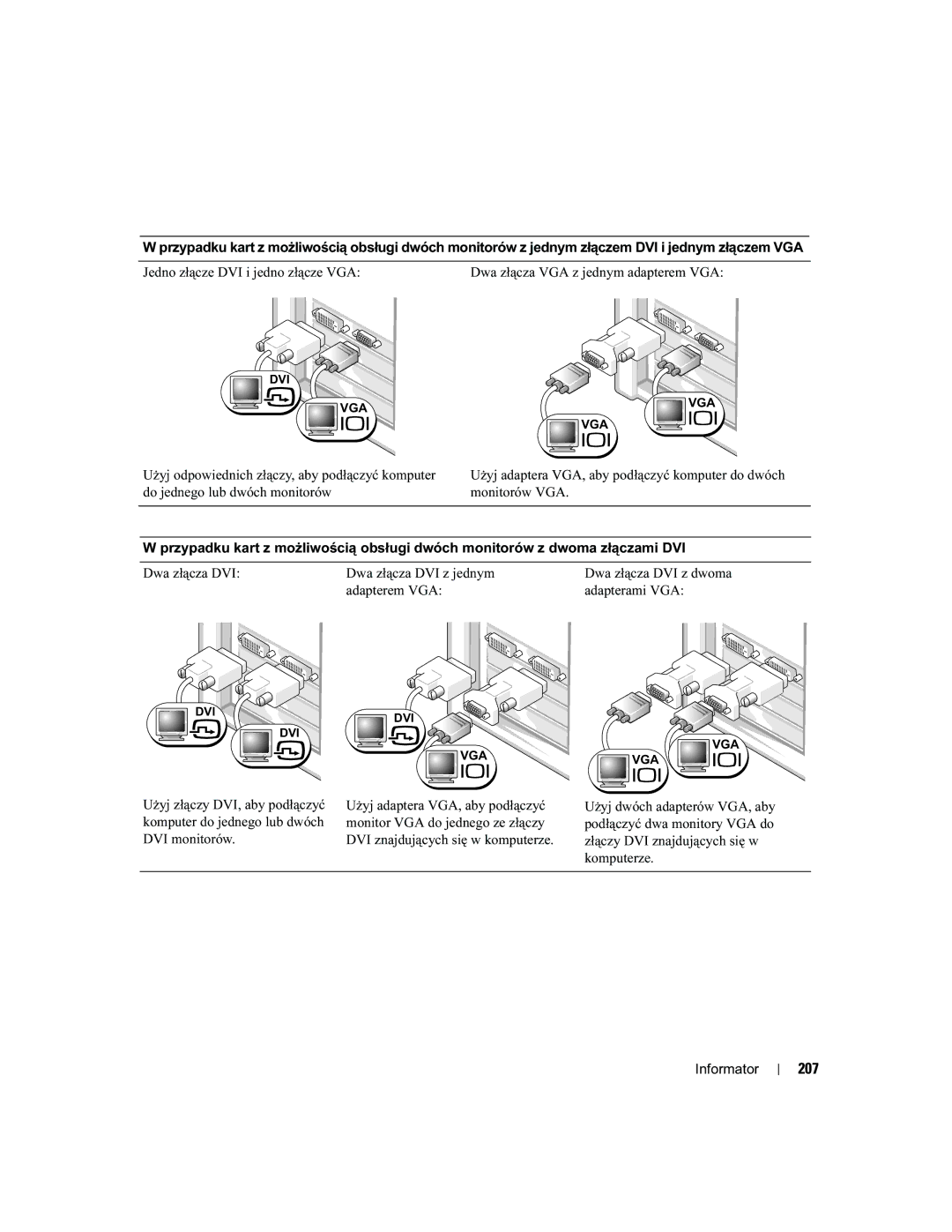 Dell MD504 manual 207, Adapterem VGA 