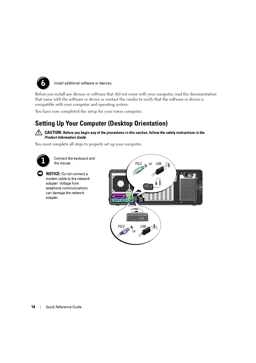 Dell MD506 manual Setting Up Your Computer Desktop Orientation 