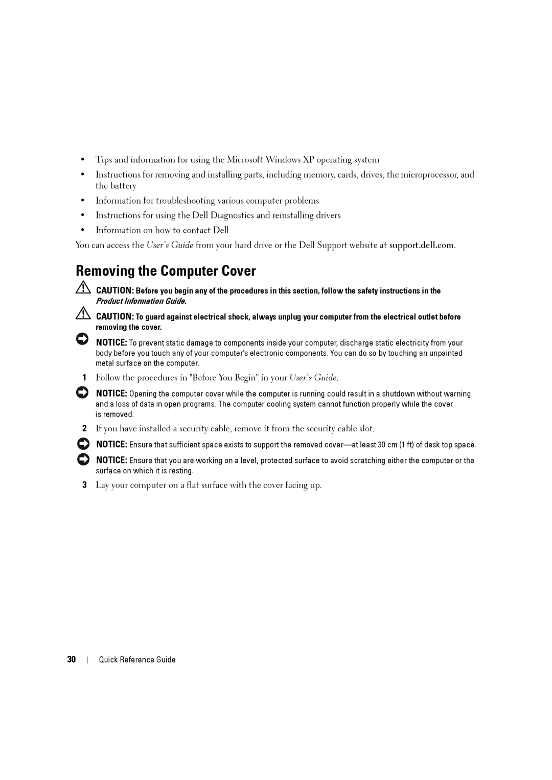 Dell MD506 manual Removing the Computer Cover 