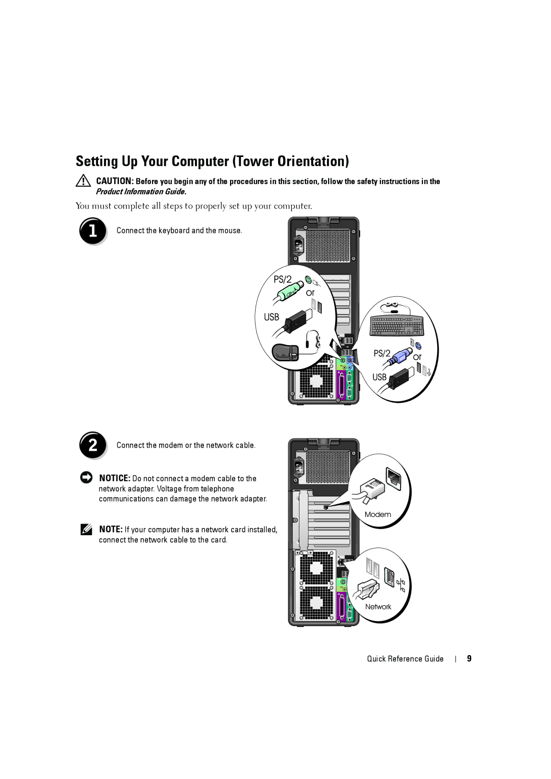 Dell MD506 manual Setting Up Your Computer Tower Orientation 