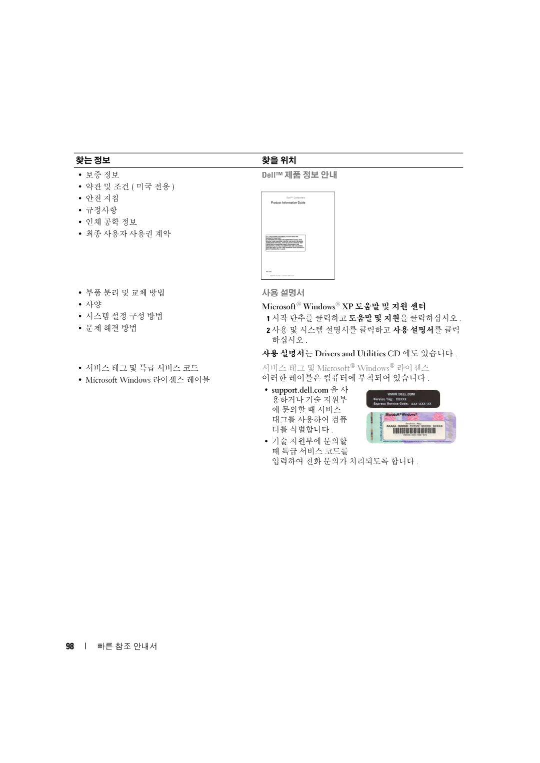 Dell MD506 manual Dell 제품 정보 안내 