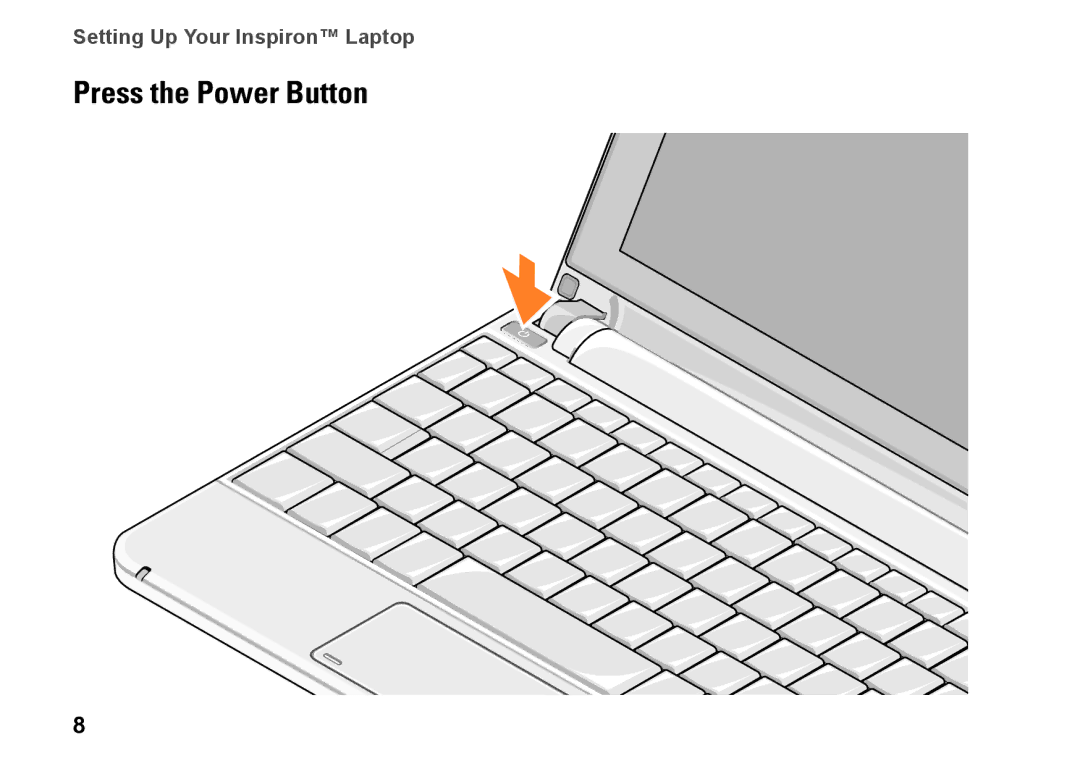 Dell PP19S, Mini 10, 0R891KA01 setup guide Press the Power Button 