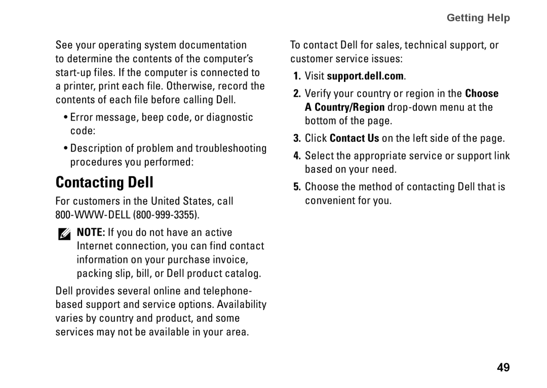 Dell 0R891KA01, Mini 10, PP19S setup guide Contacting Dell, Visit support.dell.com 