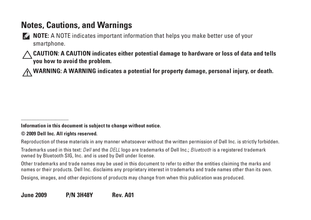 Dell MINI 3I setup guide June 2009 P/N 3H48Y Rev. A01 