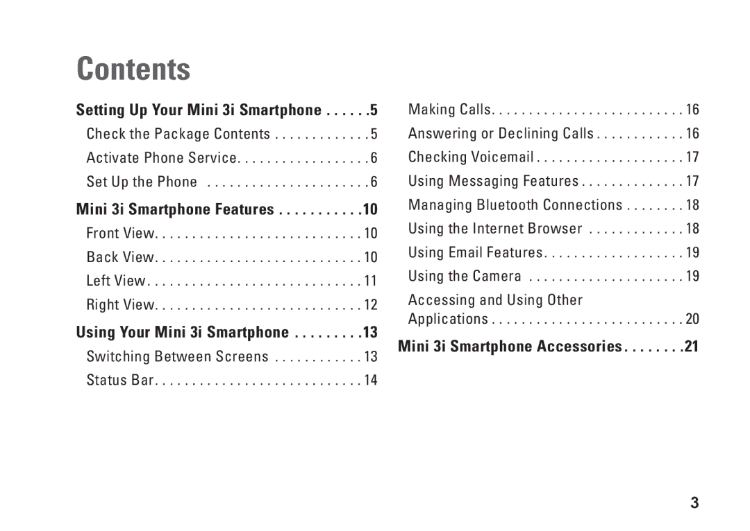 Dell MINI 3I setup guide Contents 