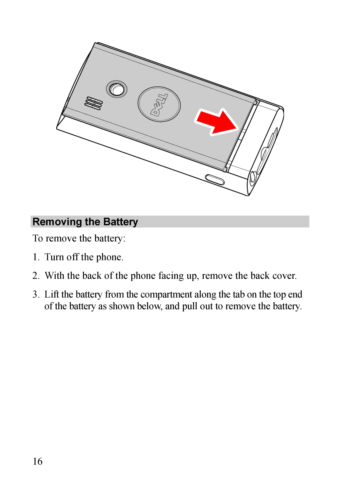 Dell MINI 3T1 manual Removing the Battery 