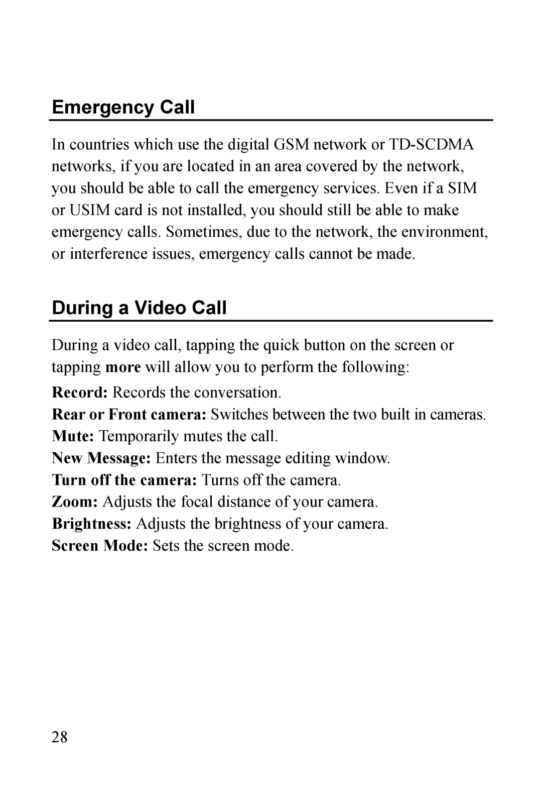 Dell MINI 3T1 manual Emergency Call, During a Video Call 