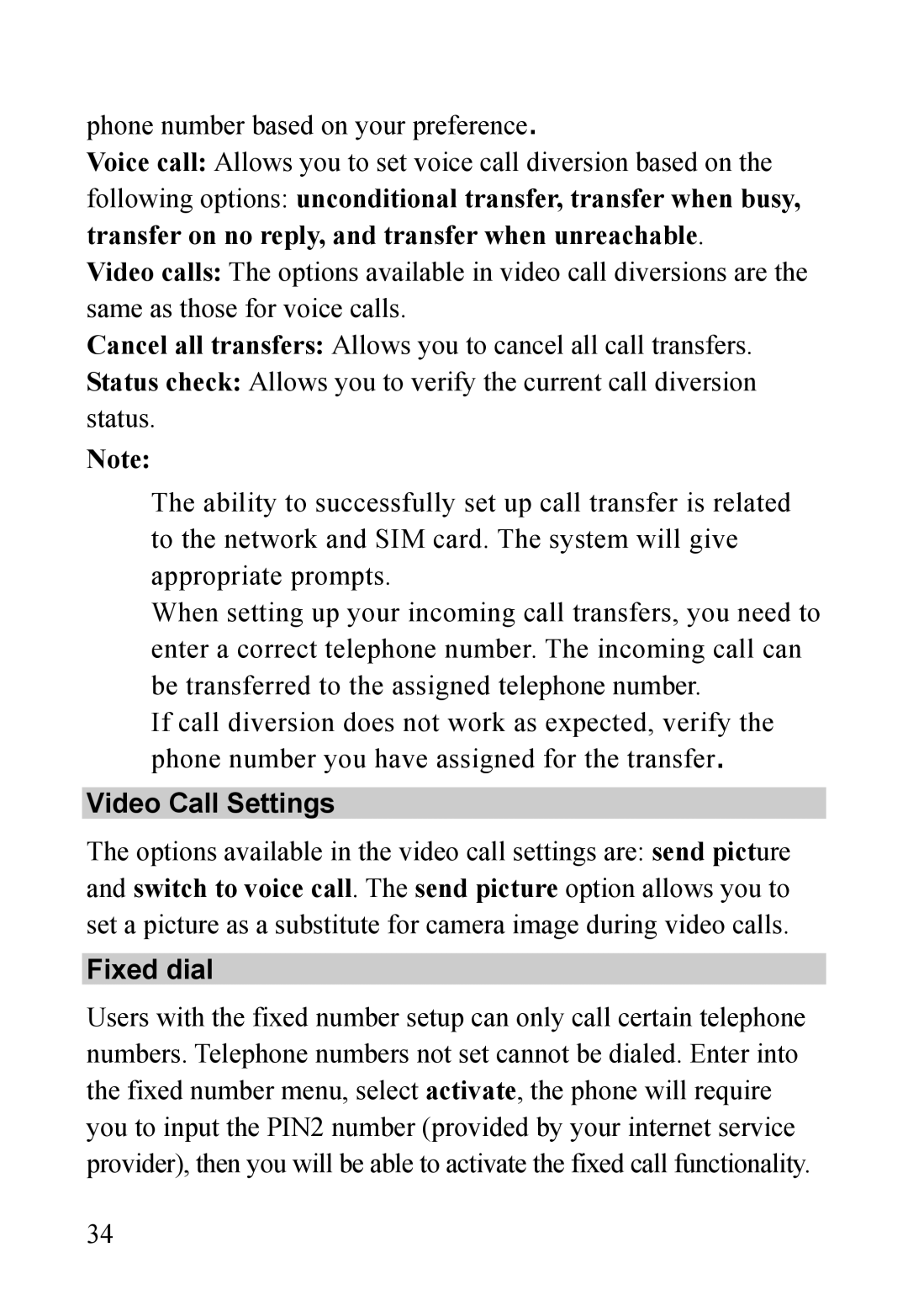 Dell MINI 3T1 manual Video Call Settings, Fixed dial 