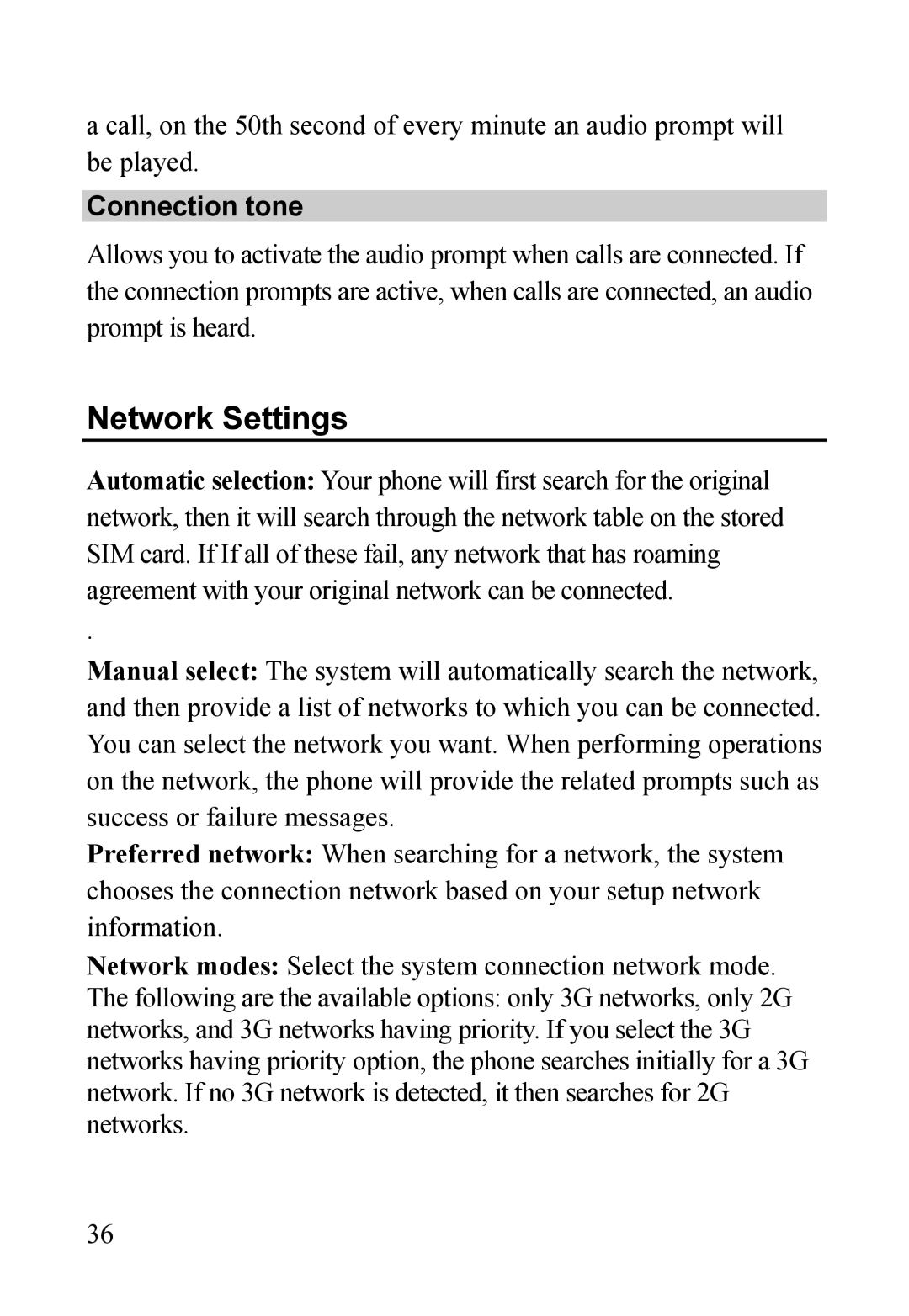 Dell MINI 3T1 manual Network Settings, Connection tone 