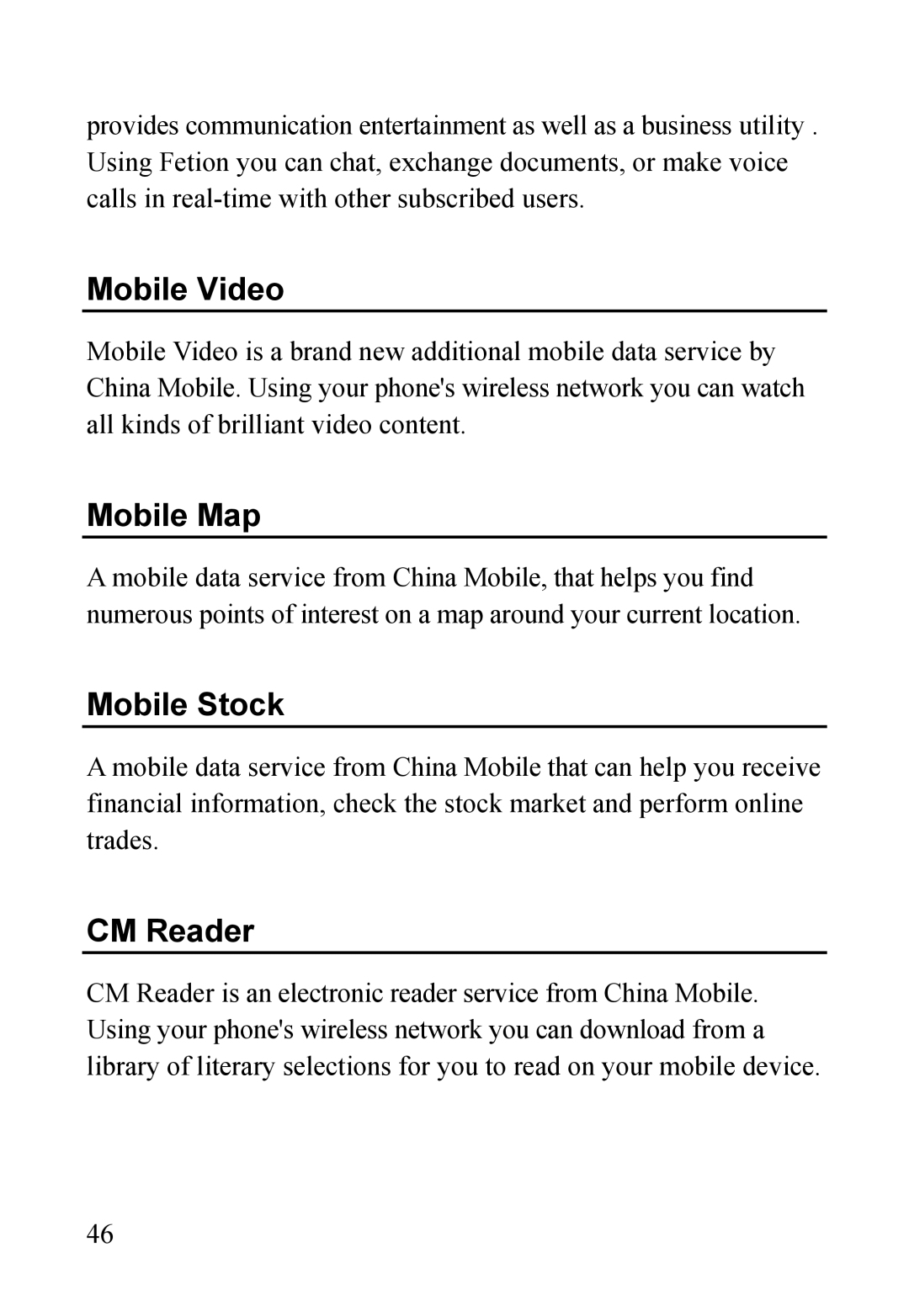 Dell MINI 3T1 manual Mobile Video, Mobile Map, Mobile Stock, CM Reader 