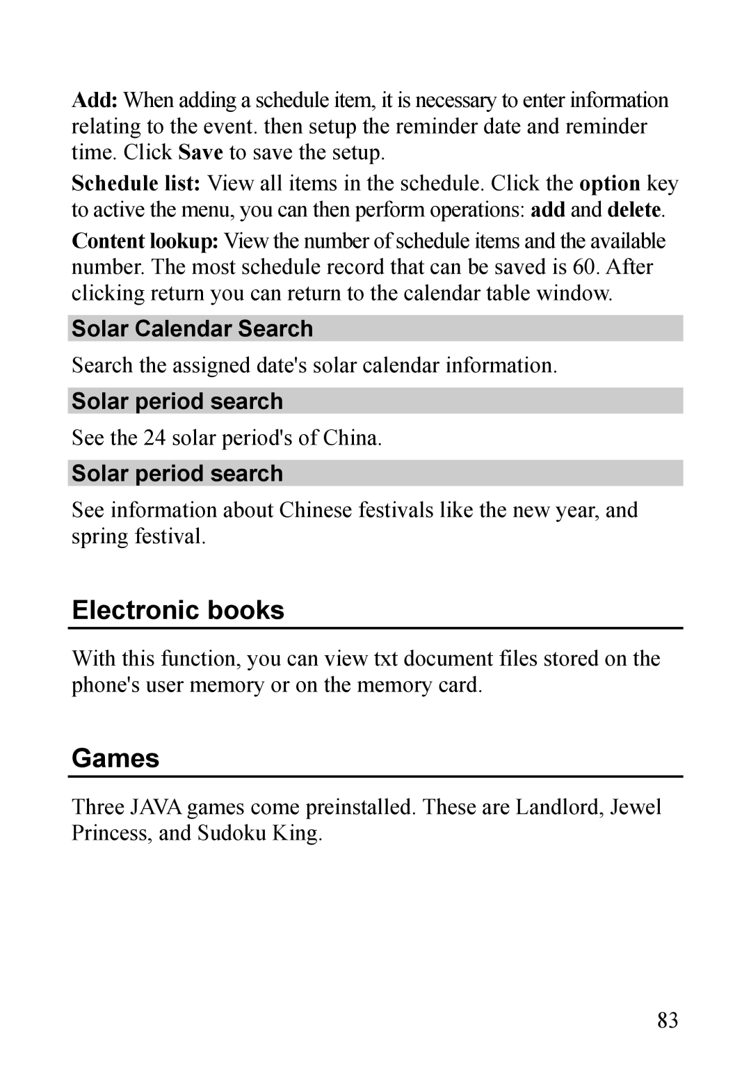 Dell MINI 3T1 manual Electronic books, Solar Calendar Search, Solar period search 