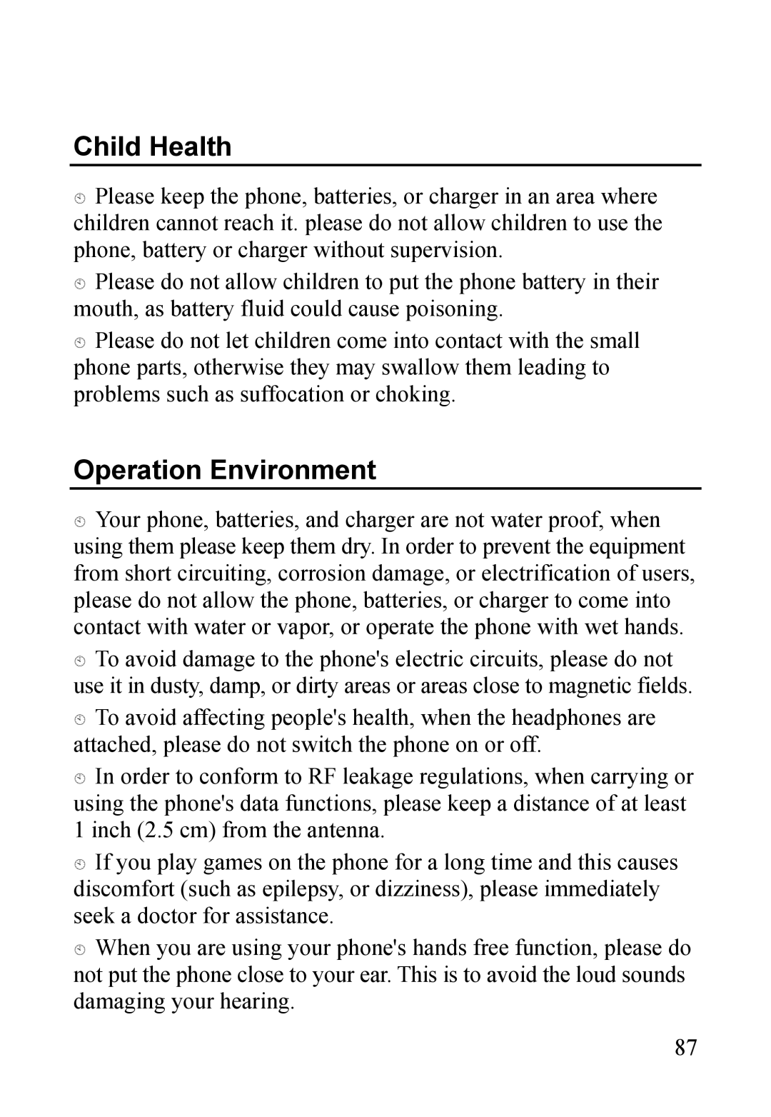 Dell MINI 3T1 manual Child Health, Operation Environment 