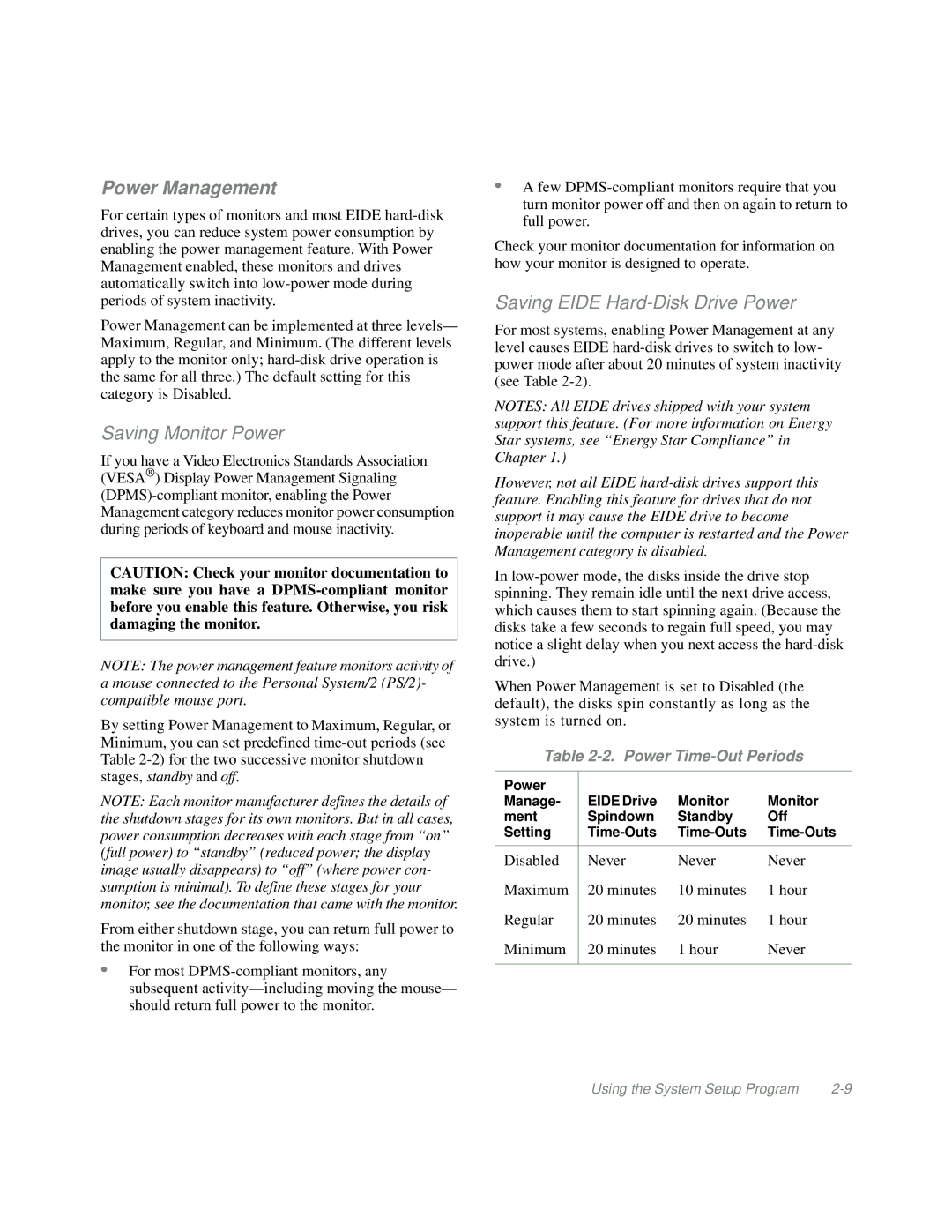 Dell Mini Tower System manual Power Management, Saving Monitor Power 