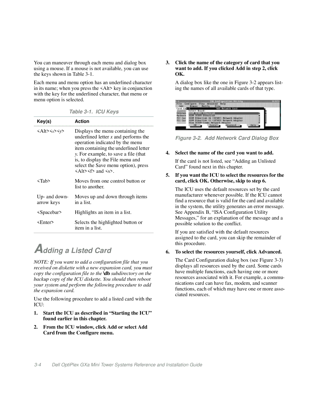 Dell Mini Tower System manual Adding a Listed Card, Select the name of the card you want to add 