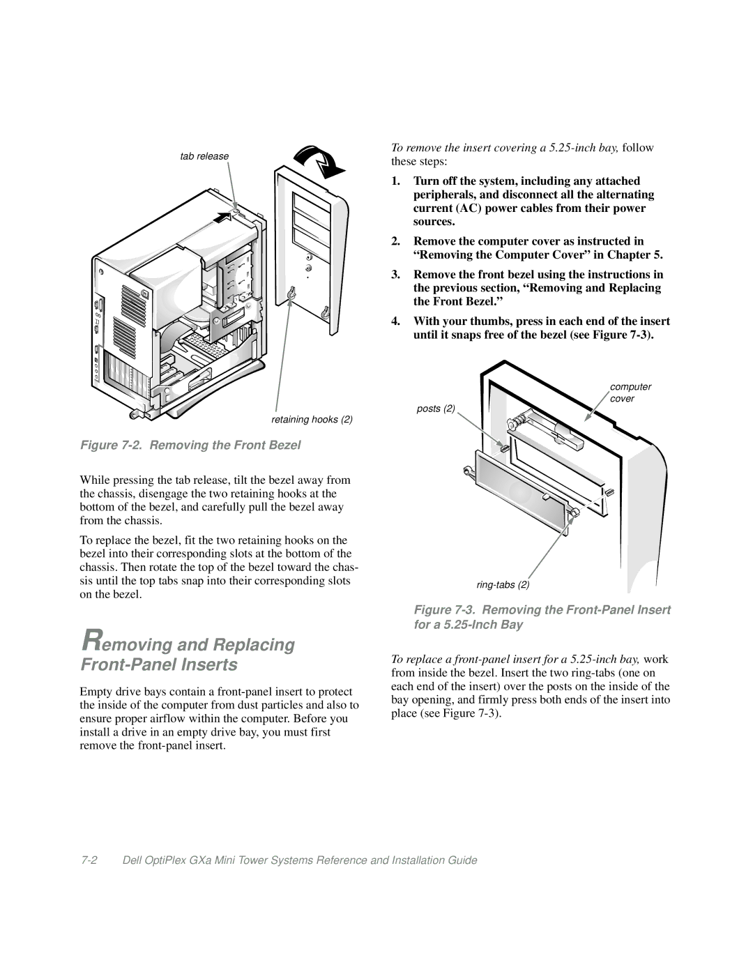 Dell Mini Tower System manual Removing and Replacing Front-Panel Inserts 