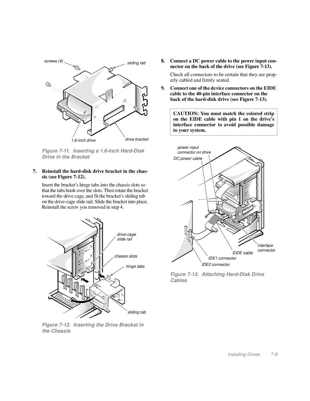 Dell Mini Tower System manual Inserting a 1.6-Inch Hard-Disk Drive in the Bracket 