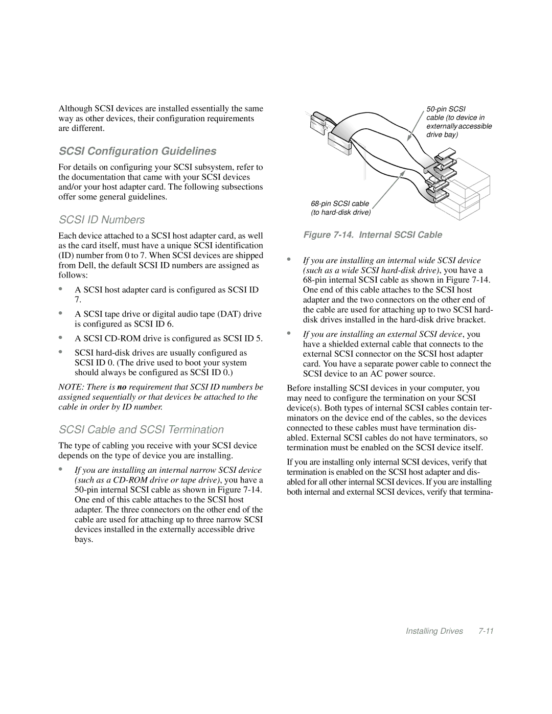 Dell Mini Tower System manual Scsi Configuration Guidelines, Scsi ID Numbers 