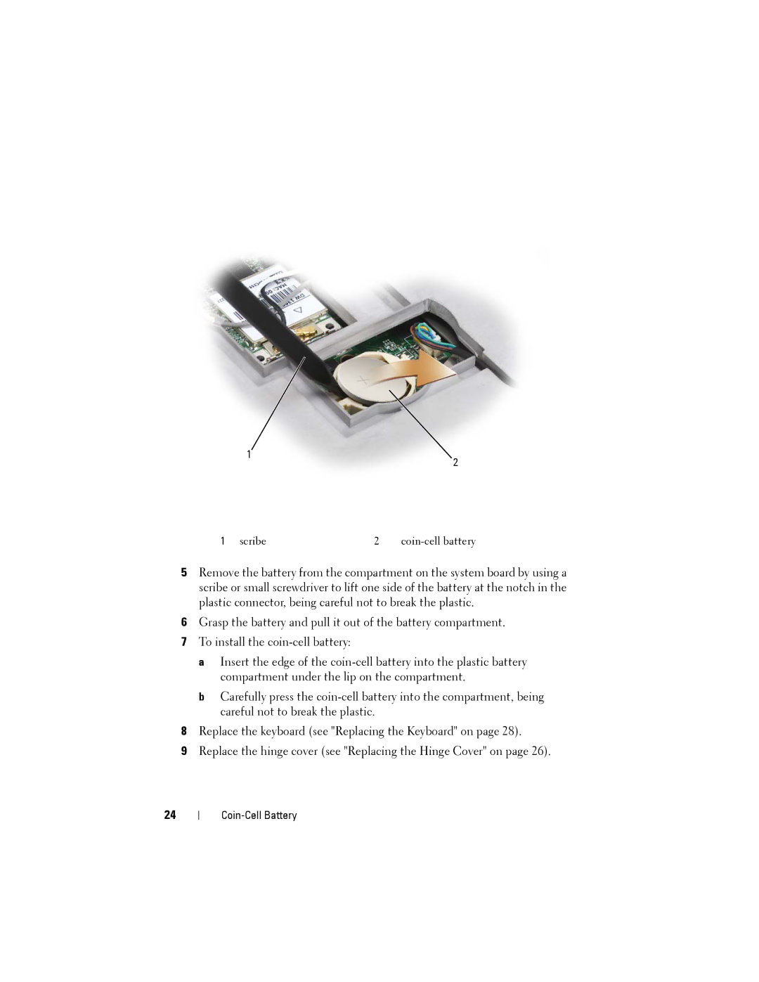 Dell Model PP06XA service manual Scribe Coin-cell battery 