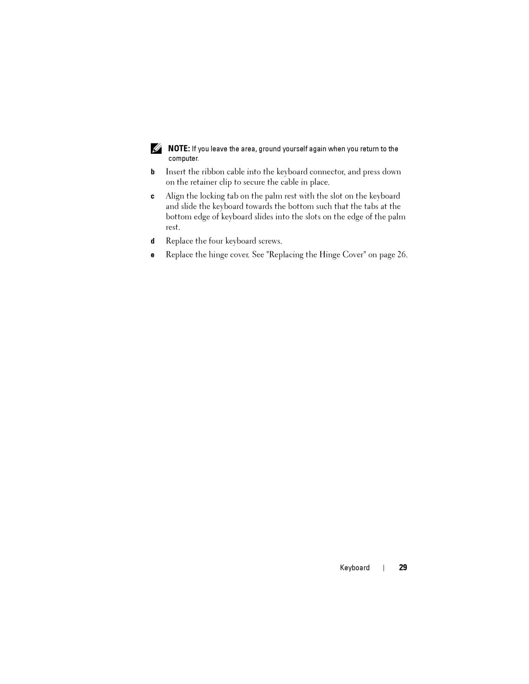 Dell Model PP06XA service manual Keyboard 