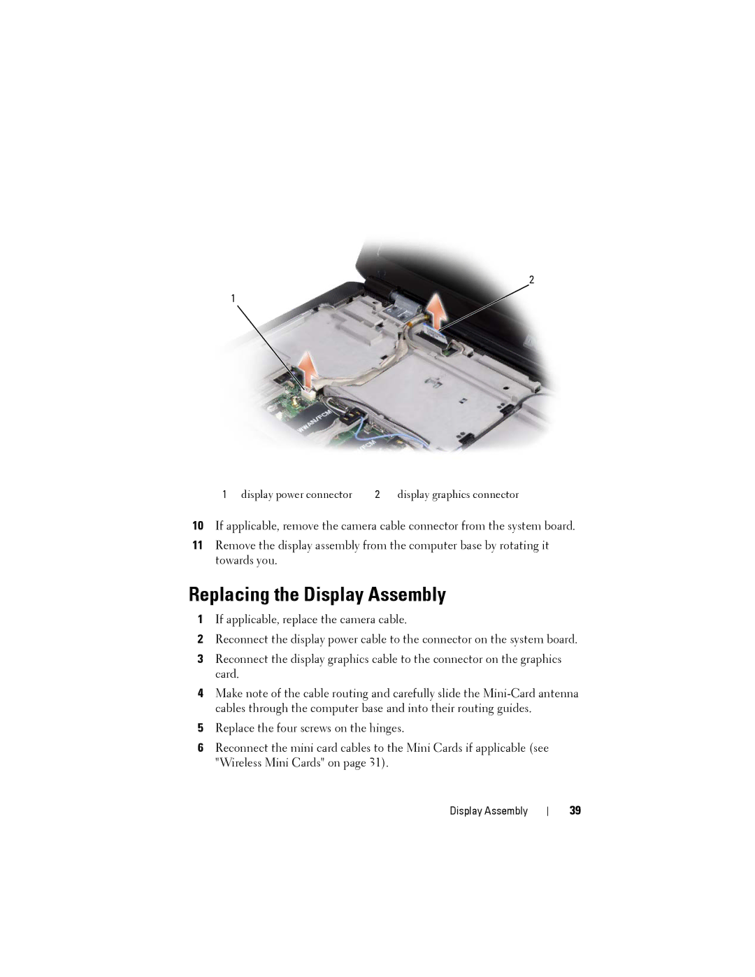 Dell Model PP06XA service manual Replacing the Display Assembly 