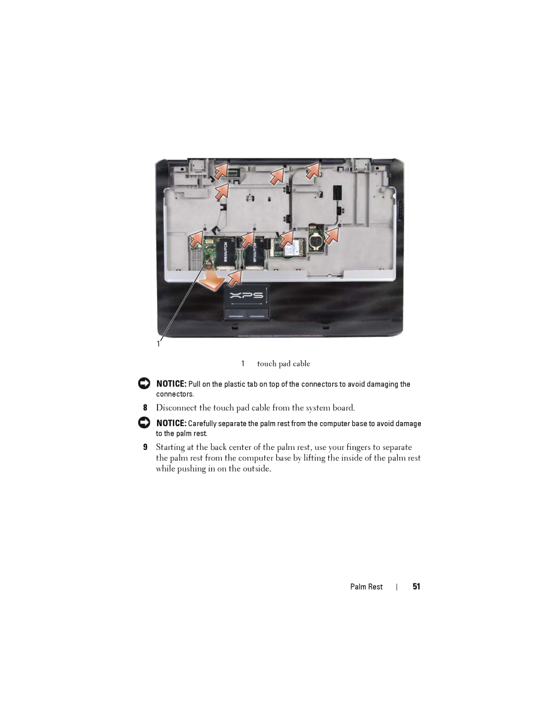 Dell Model PP06XA service manual Touch pad cable 