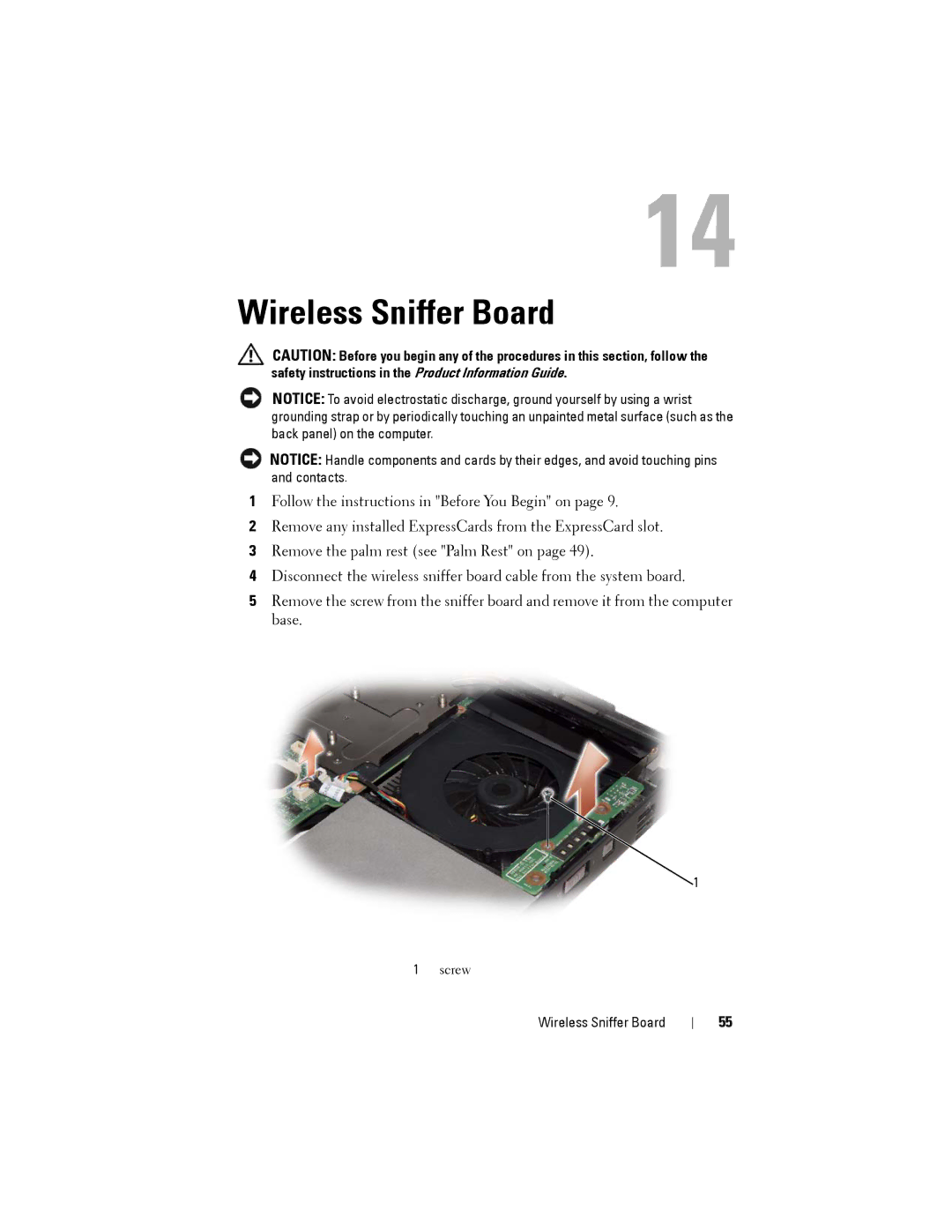 Dell Model PP06XA service manual Wireless Sniffer Board 