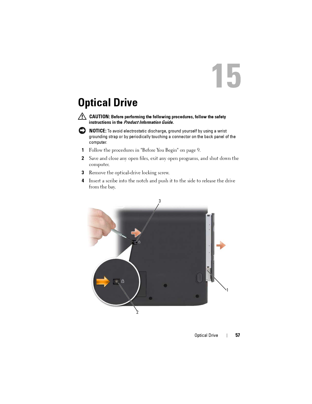 Dell Model PP06XA service manual Optical Drive 