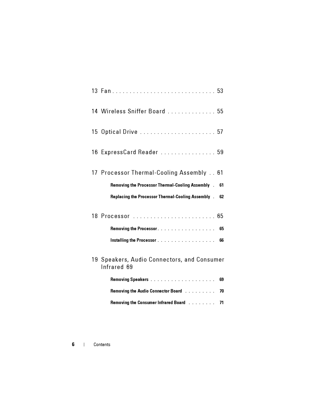 Dell Model PP06XA service manual Processor Thermal-Cooling Assembly 