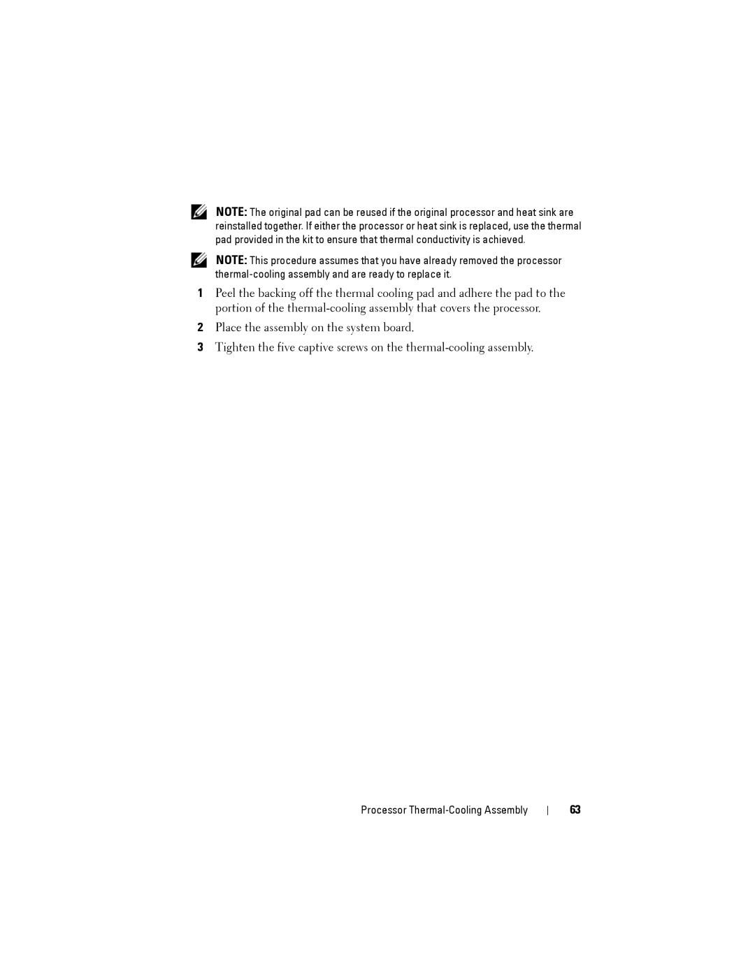 Dell Model PP06XA service manual Processor Thermal-Cooling Assembly 