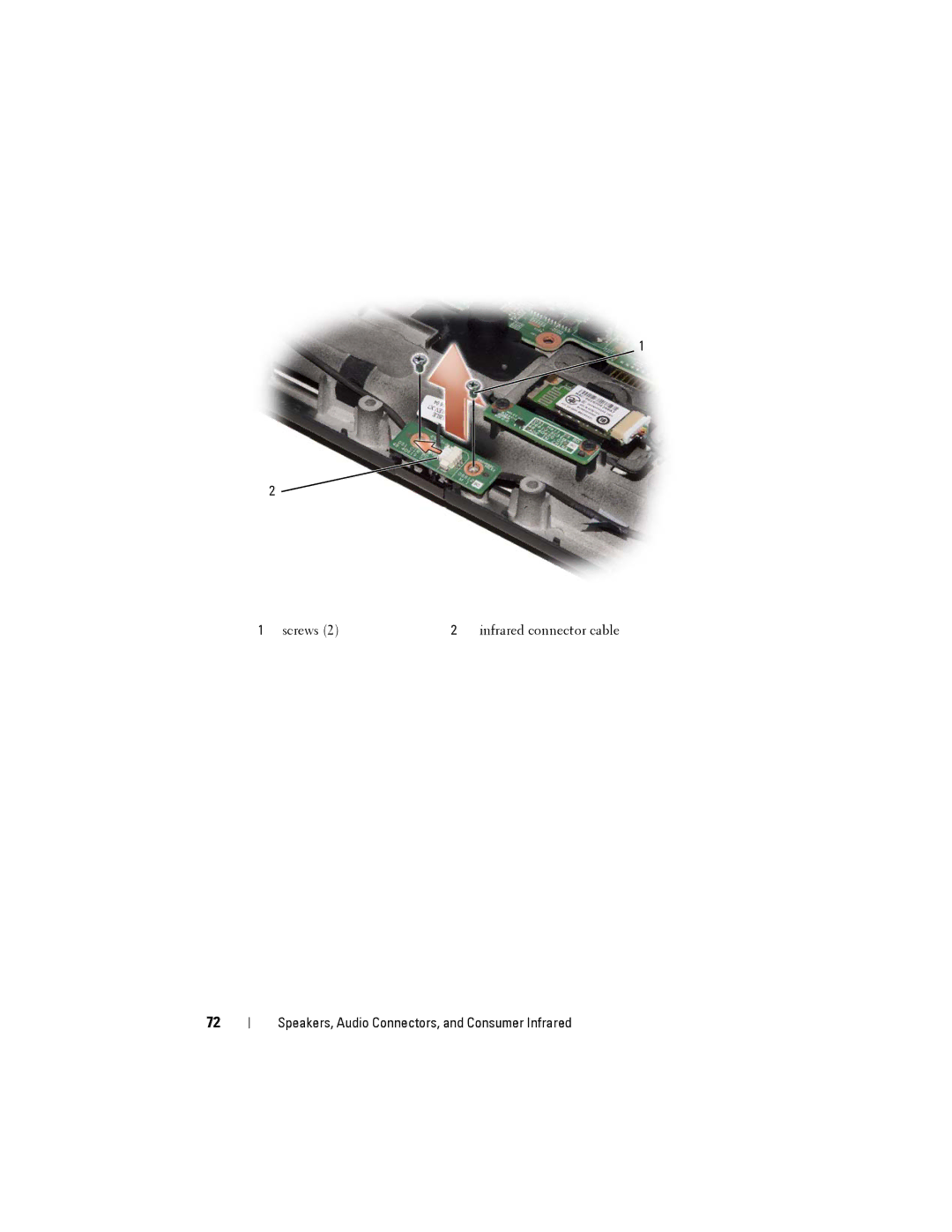 Dell Model PP06XA service manual Screws Infrared connector cable 