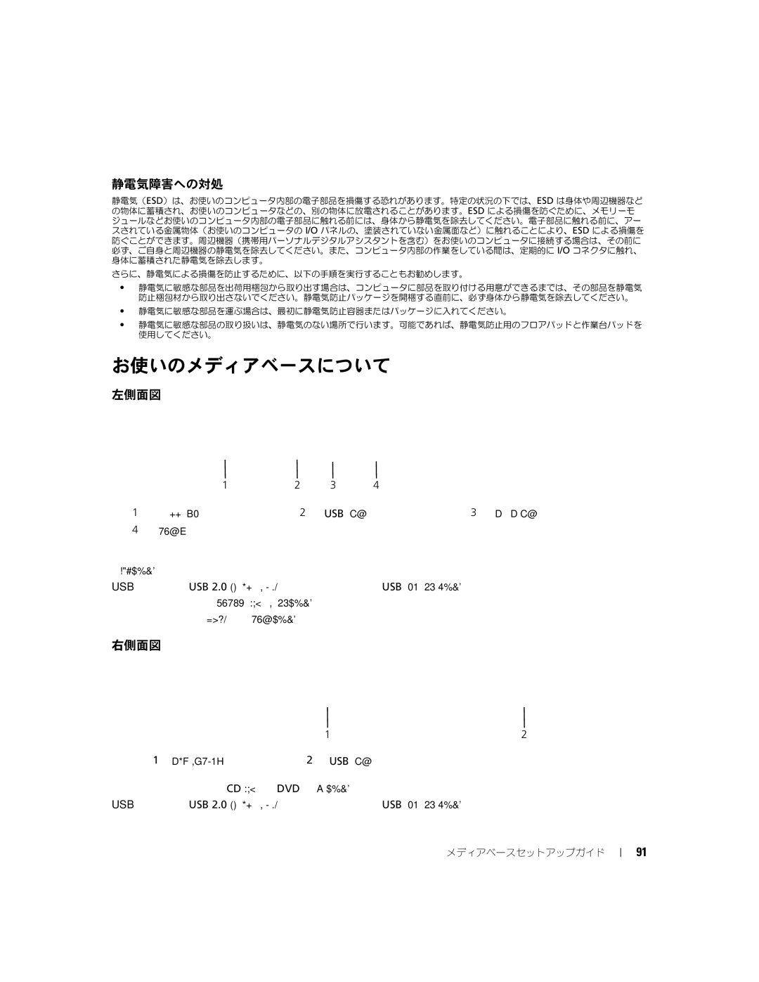 Dell Model PR09S setup guide 静電気障害への対処, Usb コネクタ 