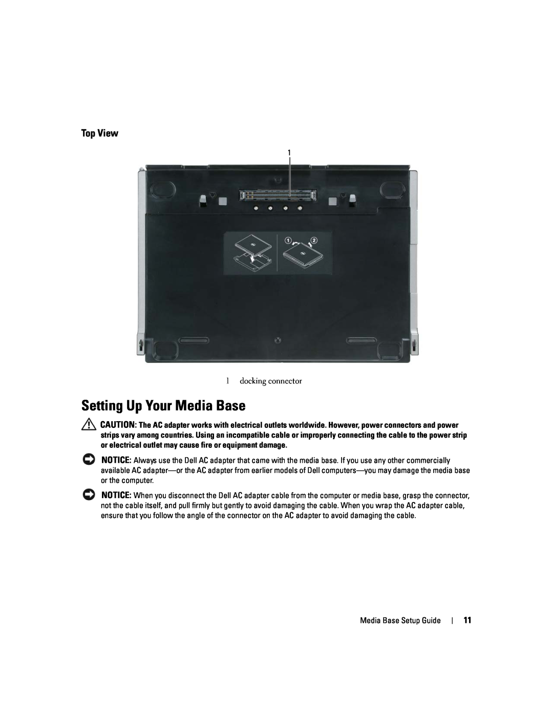 Dell Model PR09S setup guide Setting Up Your Media Base, Top View 