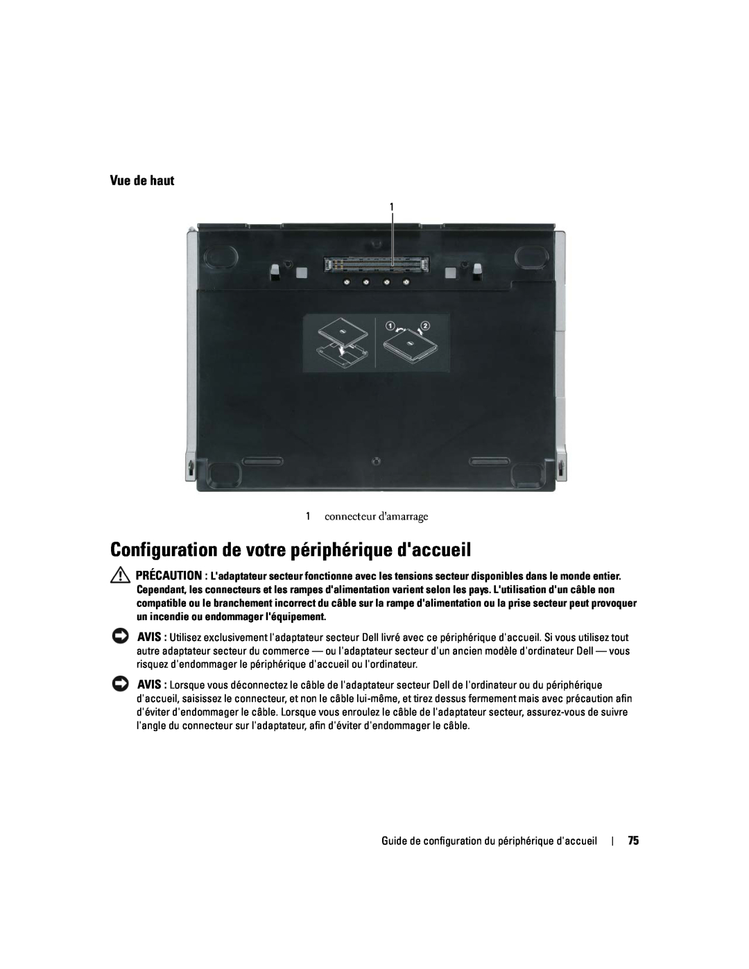 Dell Model PR09S setup guide Configuration de votre périphérique daccueil, Vue de haut 