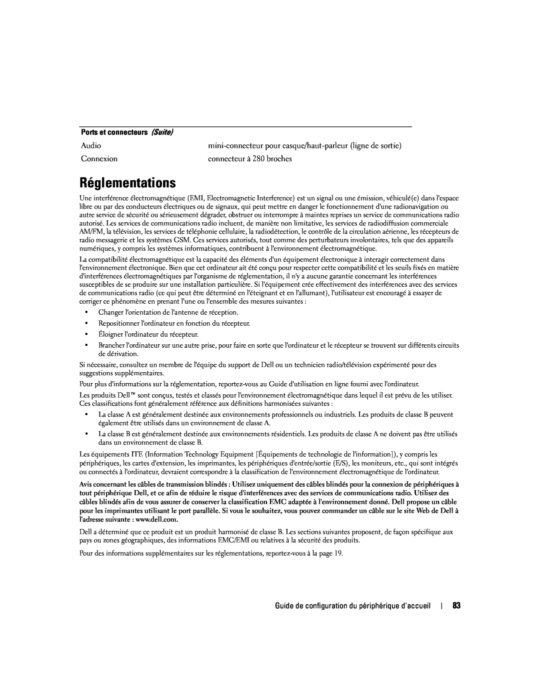 Dell Model PR09S setup guide Réglementations 