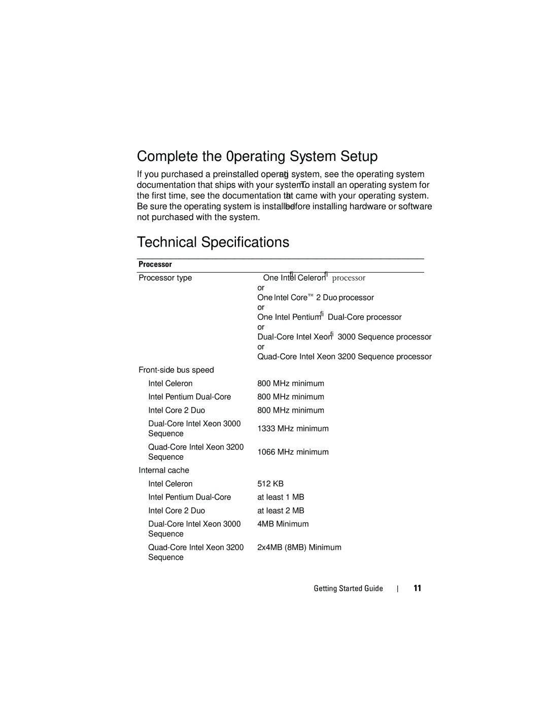 Dell MP148 manual Complete the 0perating System Setup, Technical Specifications 