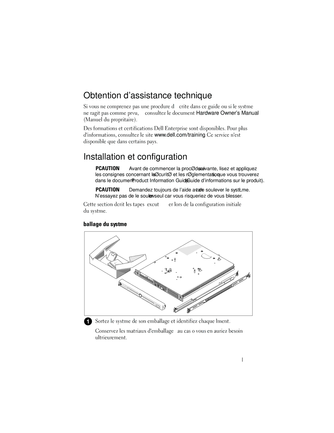 Dell MP148 manual Déballage du système 