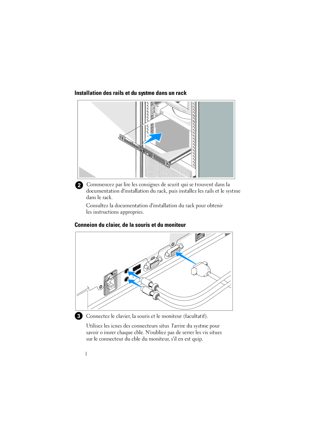 Dell MP148 manual Installation des rails et du système dans un rack 