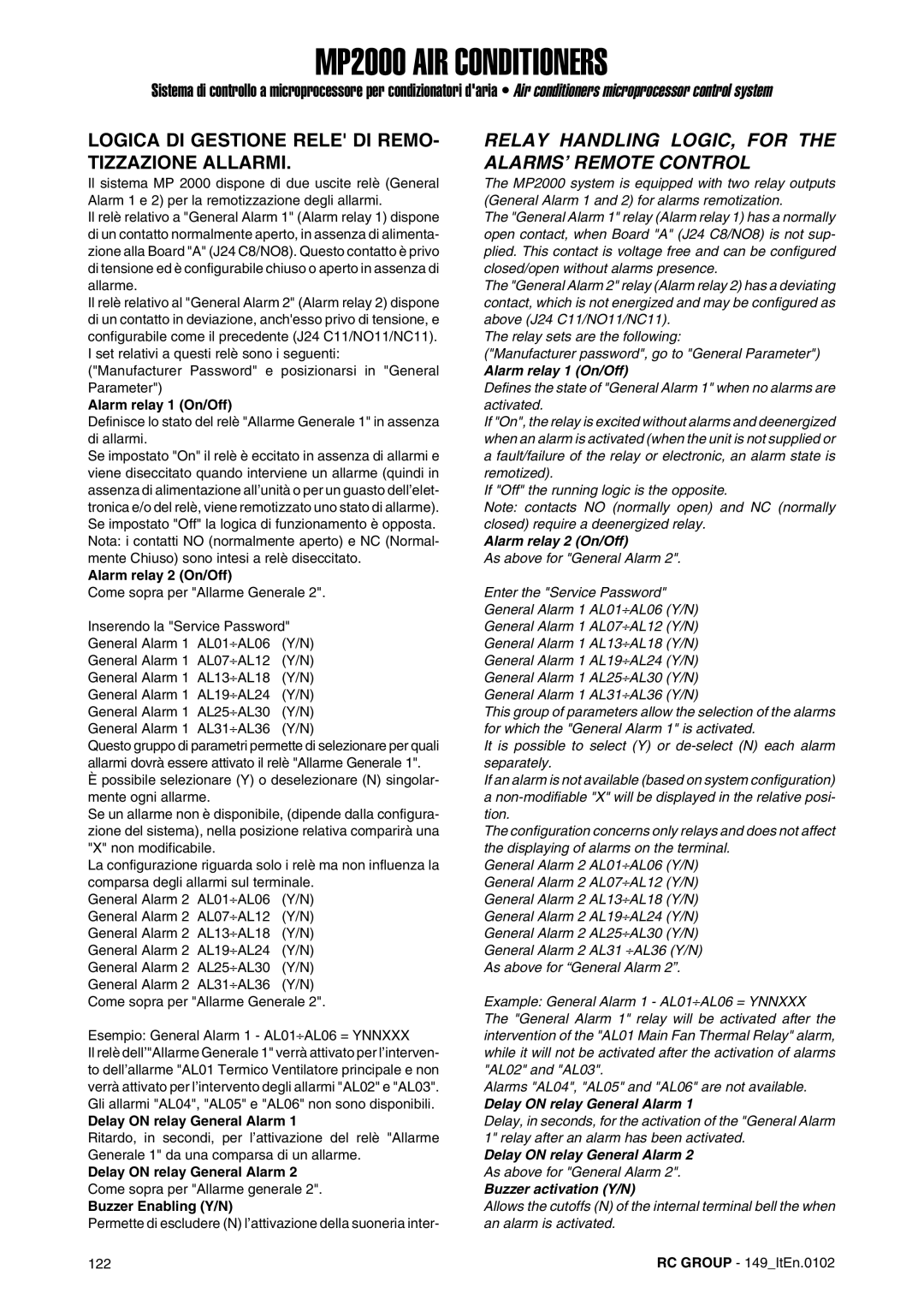 Dell MP2000 Logica DI Gestione Rele DI REMO- Tizzazione Allarmi, Relay Handling LOGIC, for the ALARMS’ Remote Control 