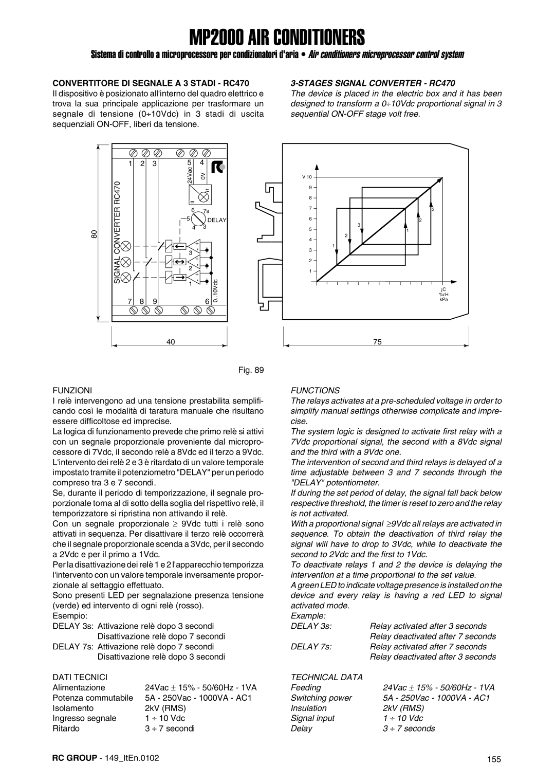 Dell MP2000 manual Convertitore DI Segnale a 3 Stadi RC470, Stages Signal Converter RC470, RC Group 149ItEn.0102 155 