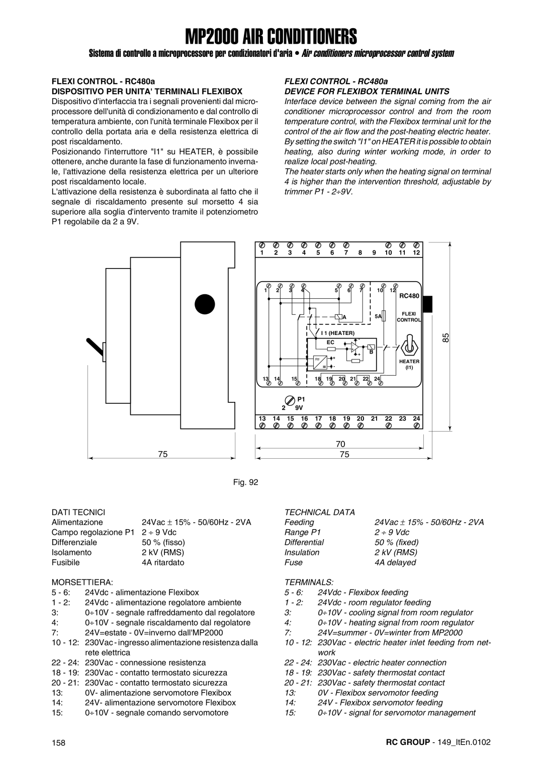 Dell MP2000 manual Flexi Control RC480a, Device for Flexibox Terminal Units, Terminals 