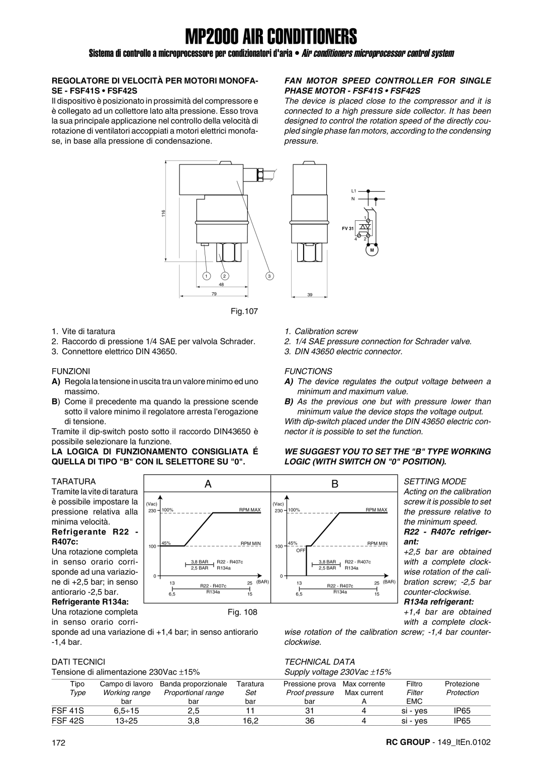 Dell MP2000 manual Regolatore DI Velocità PER Motori MONOFA- SE FSF41S FSF42S, FSF 41S, FSF 42S, 16,2 