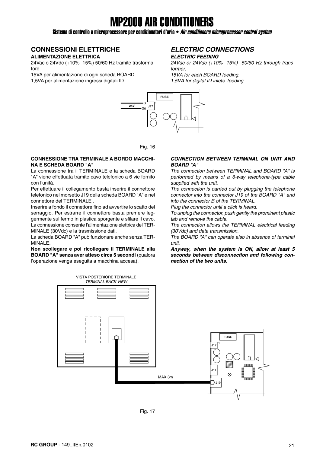 Dell MP2000 manual Connessioni Elettriche, Electric Connections, Alimentazione Elettrica, Electric Feeding 