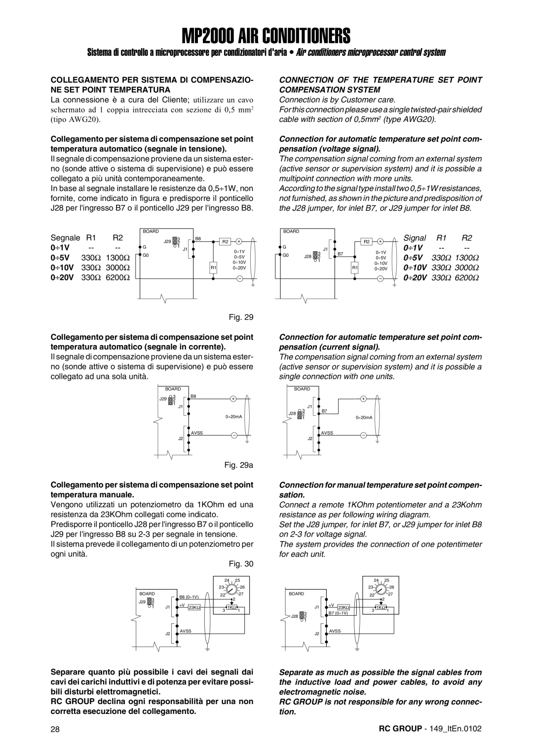 Dell MP2000 manual Connection of the Temperature SET Point Compensation System, ⎟1V, ⎟5V, 20V 